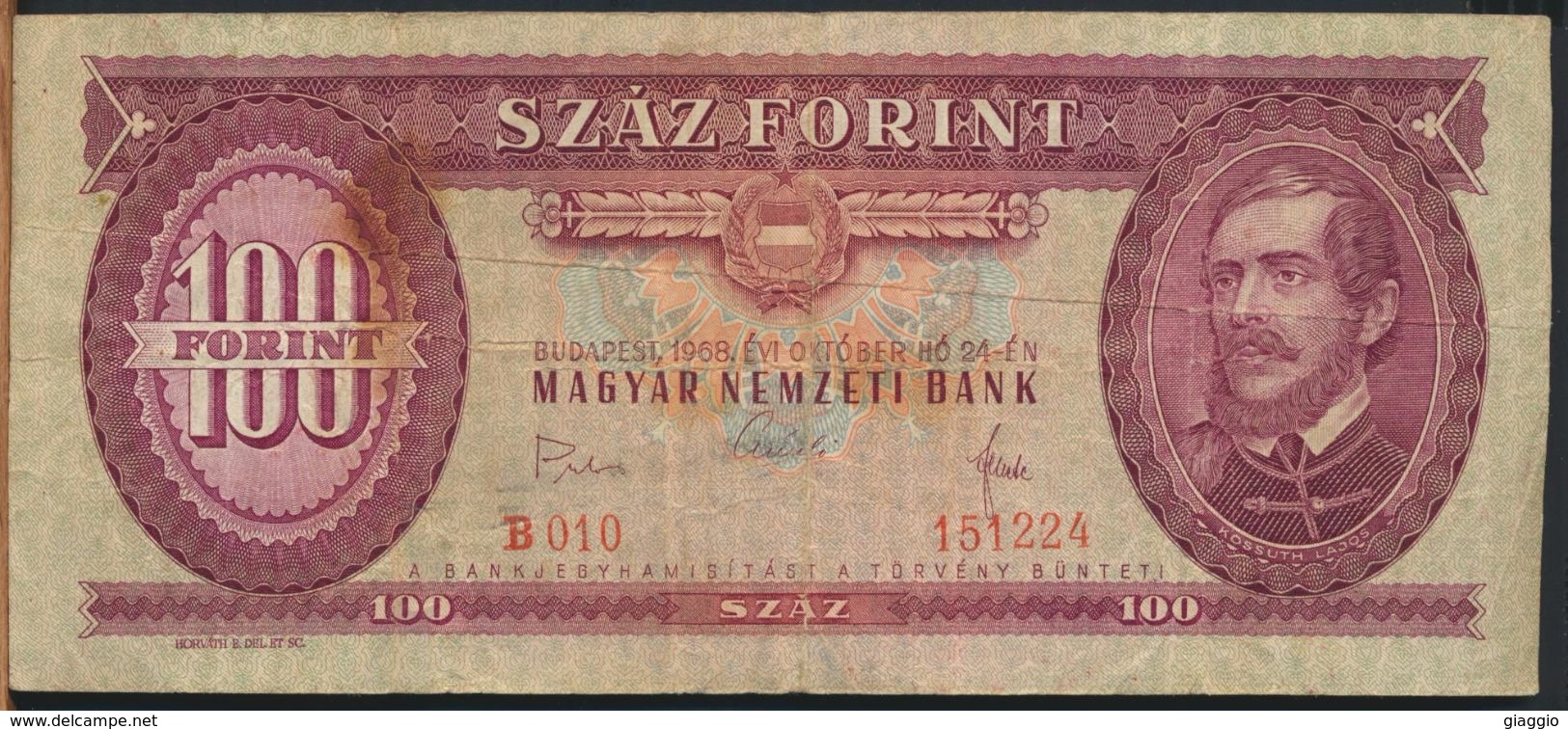 °°° HUNGARY - 100 FORINT 1968 °°° - Ungheria