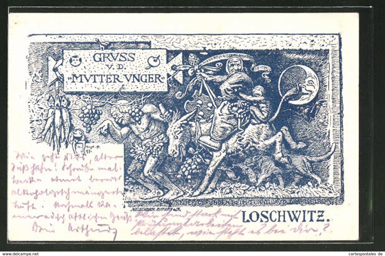 Lithographie Dresden-Loschwitz, Gasthaus Mutter Unger - Dresden