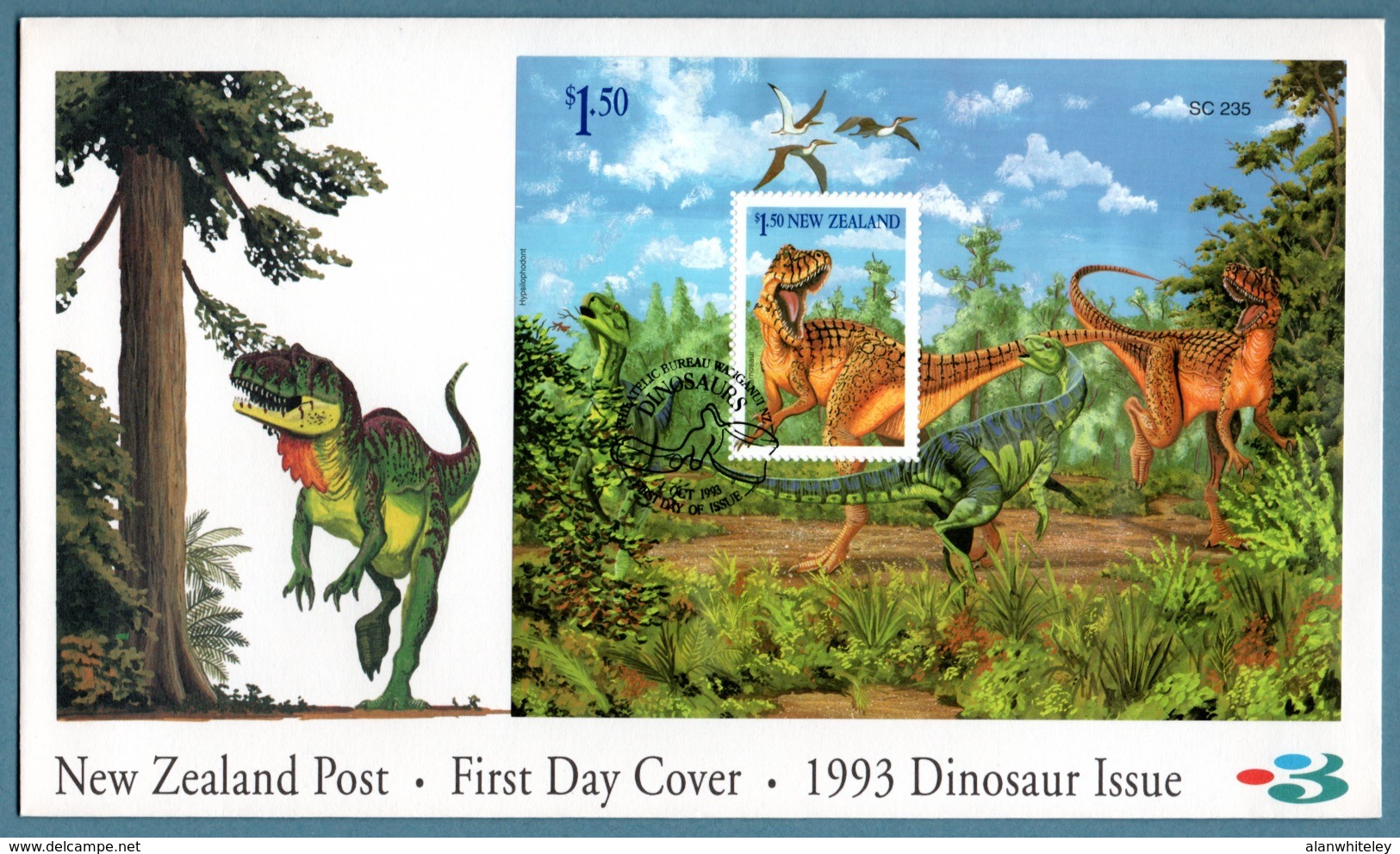 NEW ZEALAND 1993 Prehistoric Animals: Miniature Sheet Official First Day Cover CANCELLED - FDC