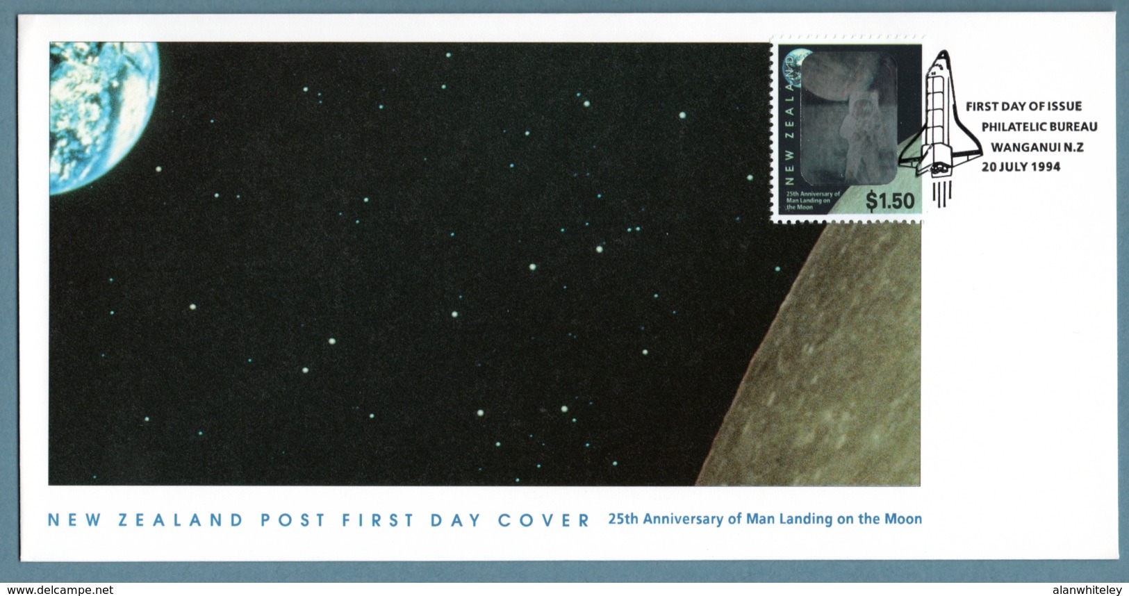 NEW ZEALAND 1994 25th Anniversary Of First Moon Landing: Official First Day Cover CANCELLED - FDC