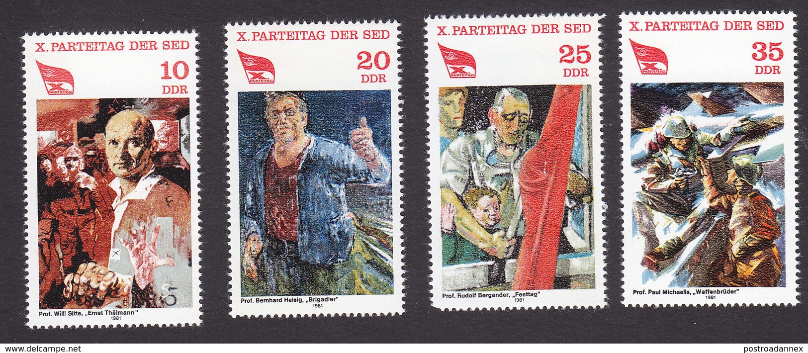 German Democratic Republic, Scott #2172-2175, Mint Never Hinged, 10th Communist Party Congress, Issued 1981 - Unused Stamps