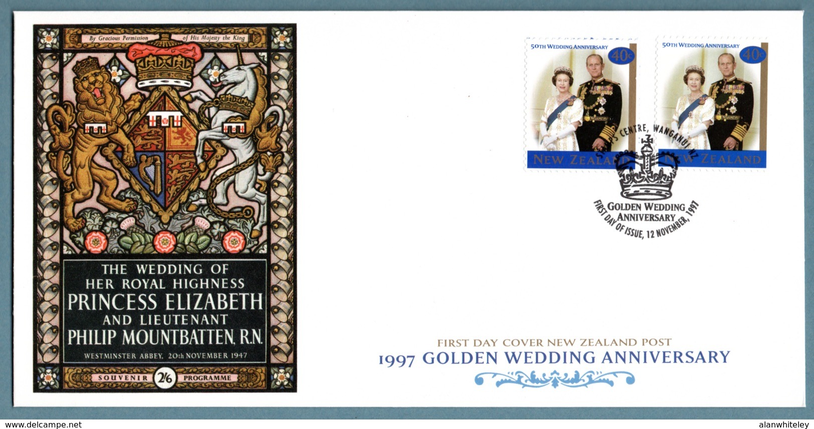 NEW ZEALAND 1997 Royal Golden Wedding Anniversary: Official First Day Cover CANCELLED - FDC