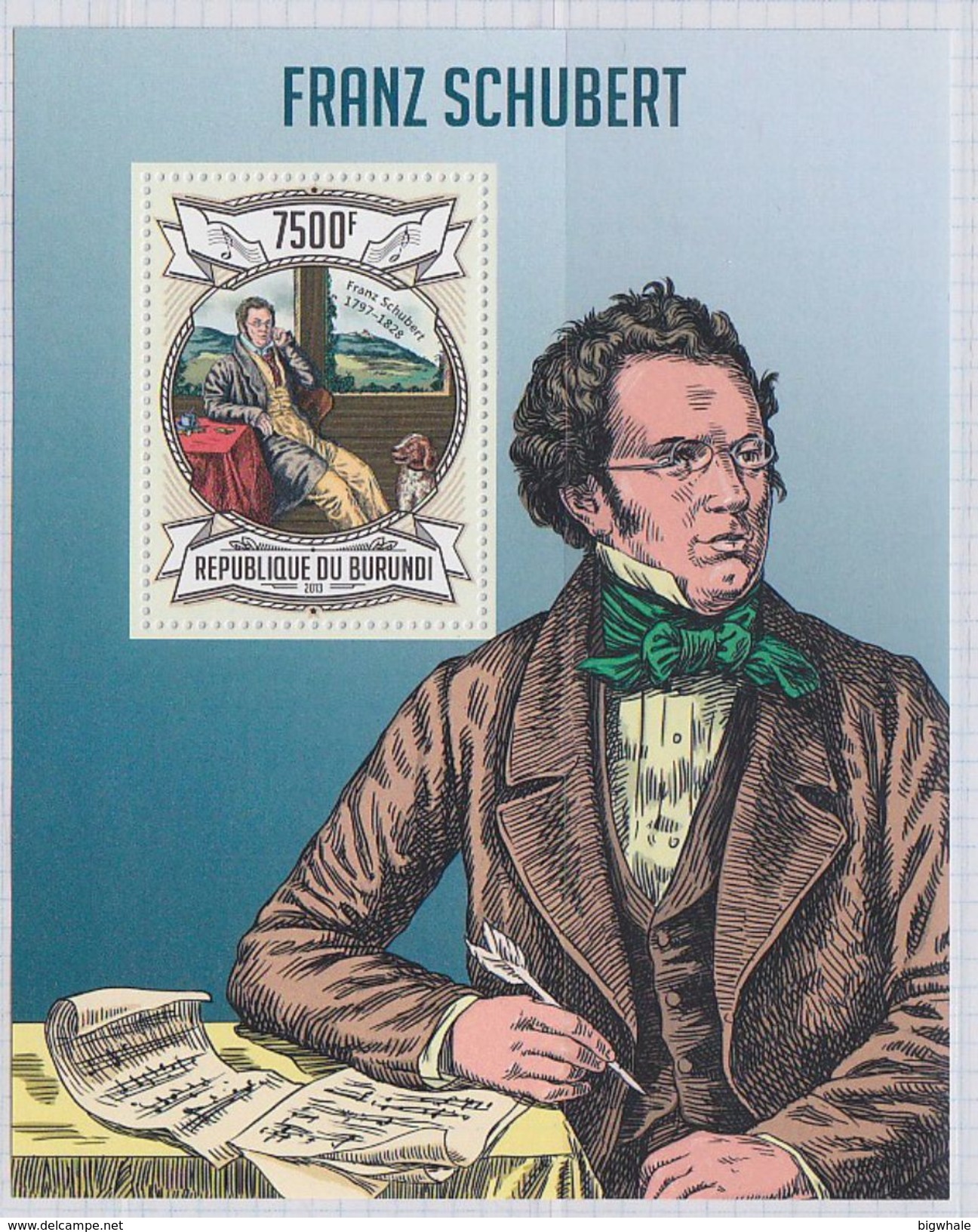 Burundi 2003 Composer Franz Schubert And Dog MNH 1SS - Nuevos