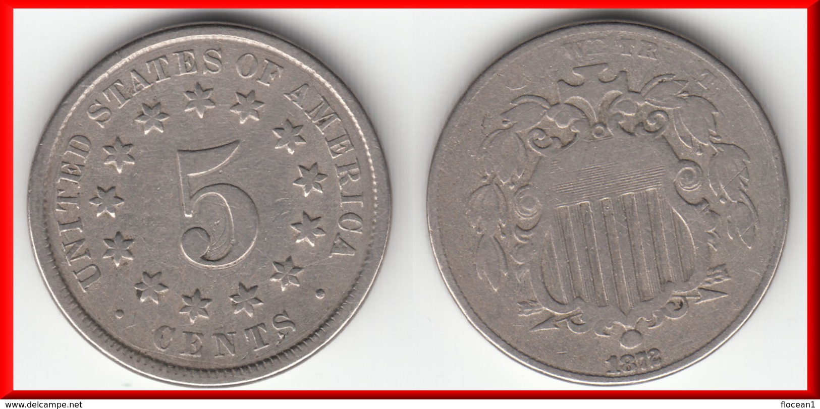 **** USA - ETATS-UNIS - UNITED-STATES - 5 CENTS 1872 SHIELD - NICKEL **** EN ACHAT IMMEDIAT !!! - 1866-83: Shield (Stemma)