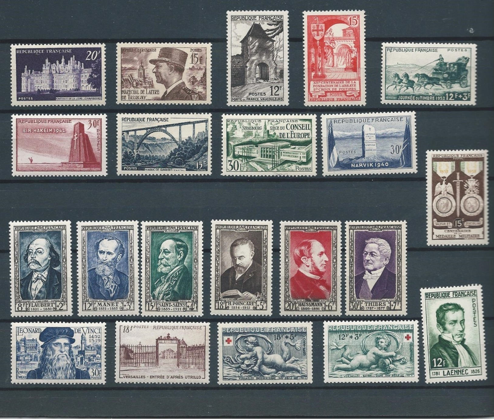 FRANCE 1952 - ANNEE COMPLETE - 21 TIMBRES - NEUFS ** - LUXE - COTE 116€ - Neufs