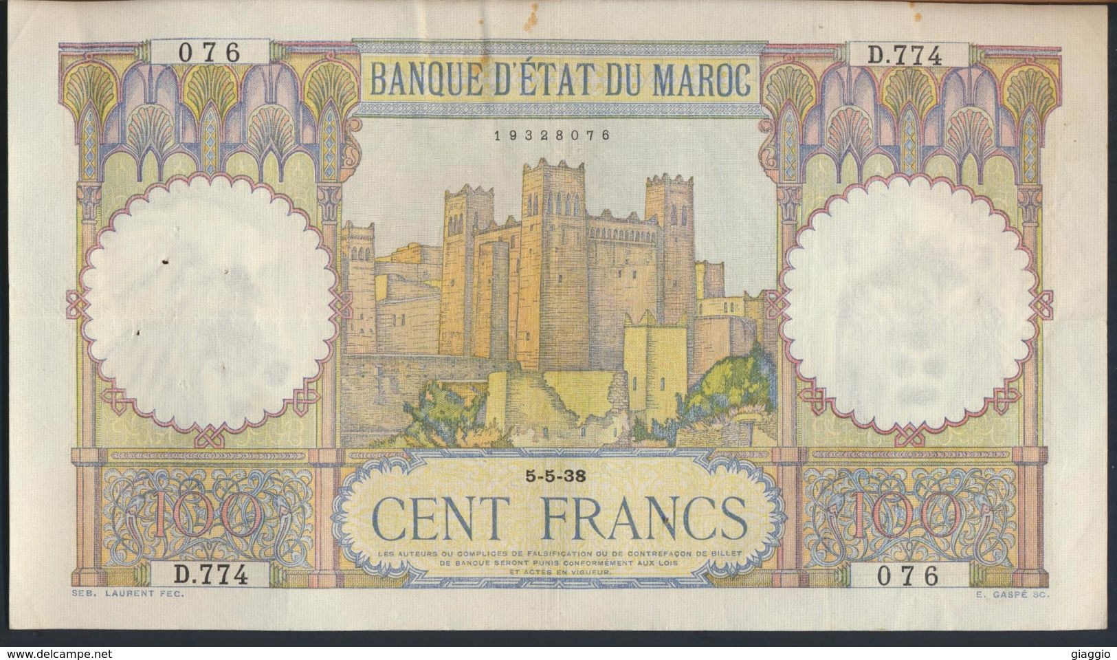 °°° MAROC MOROCCO - 100 FRANCS 5/5/1938 °°° - Marocco