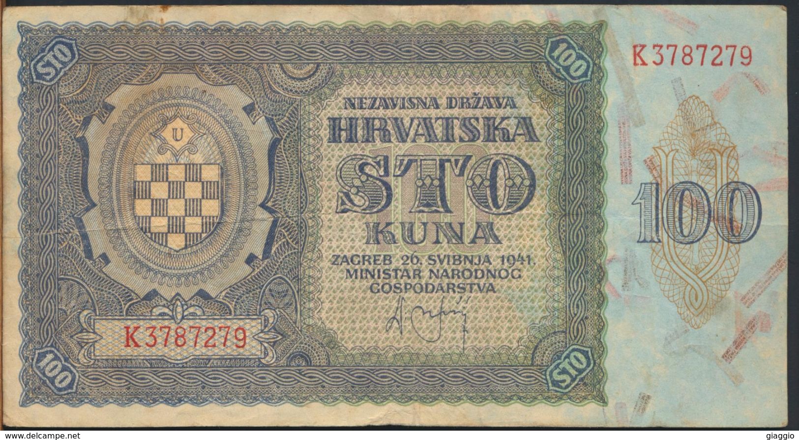 °°° CROAZIA - 100 KUNA 1941 °°° - Croatia