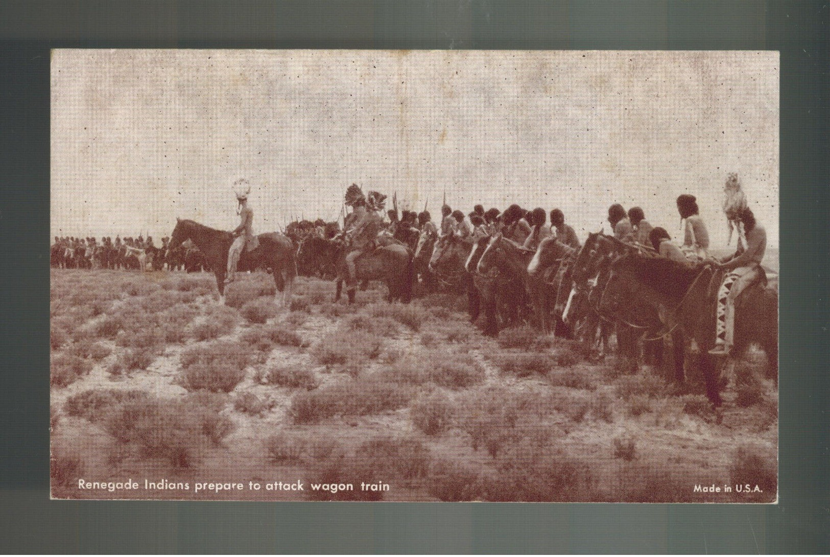 Mint Postcard Renegade Native Americans Indians Attacking Wagon Train - Indiens D'Amérique Du Nord