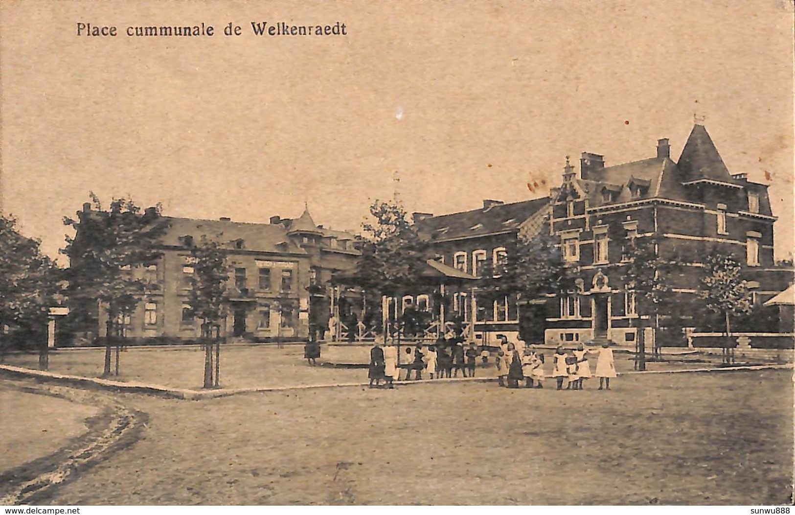 Welkenraedt - Place Communale (animée, Kiosque, Franchise Militaire 1919) - Welkenraedt