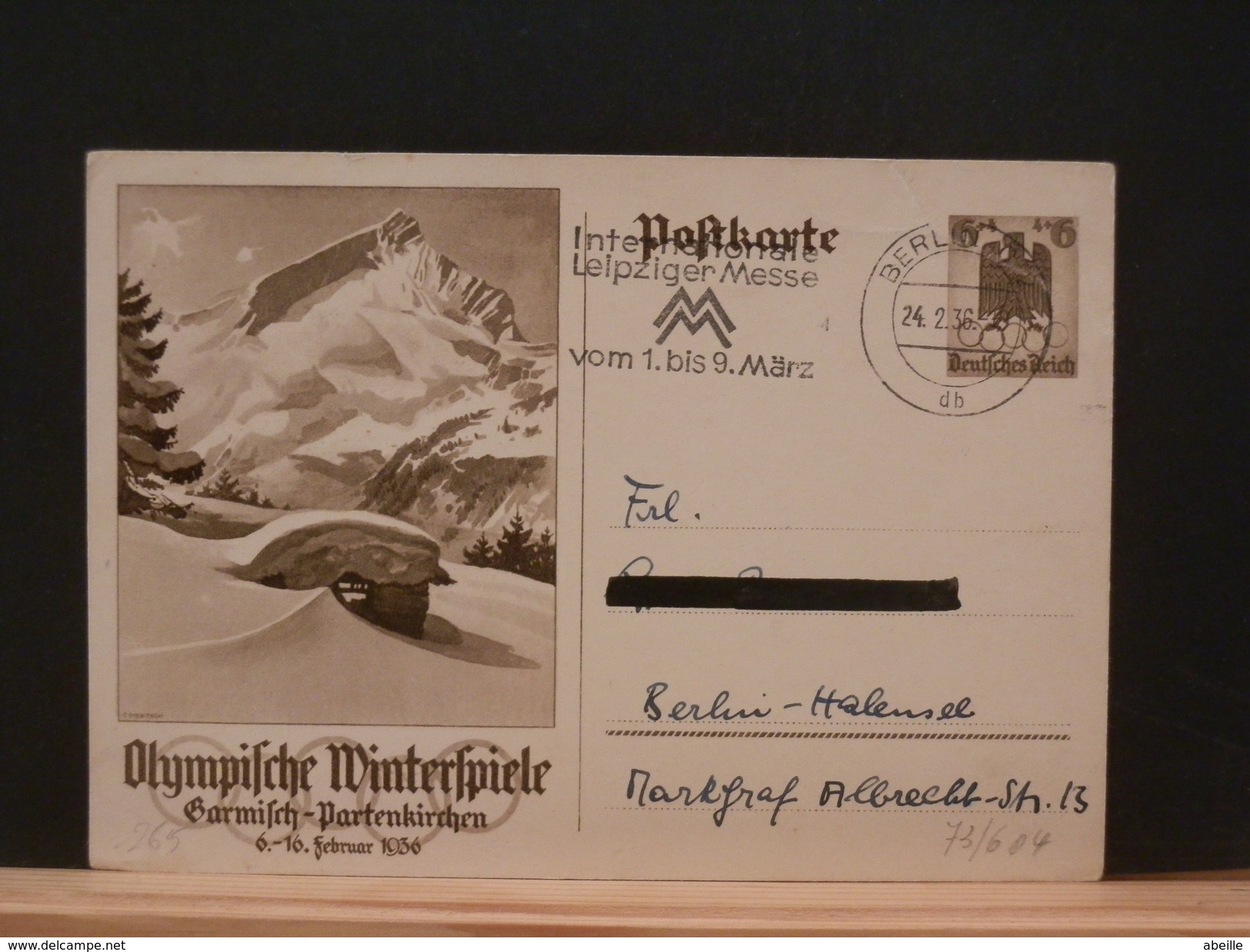 73/602  CP ALLEMAGNE  1936  PLI - Hiver 1936: Garmisch-Partenkirchen