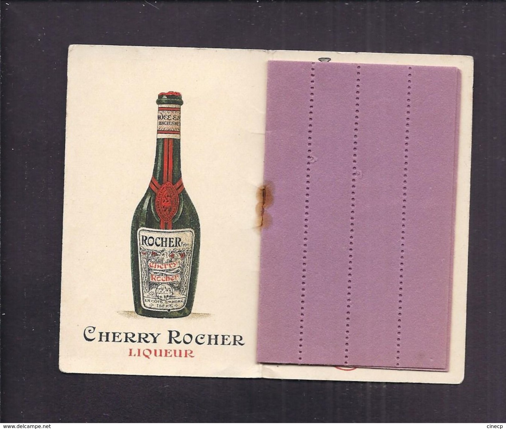 CARNET PUBLICITAIRE - LIQUEUR CHERRY ROCHER Avec Petit Bloc étiquette Papier Détachable - Femme élégante Illustrateur - Pubblicitari
