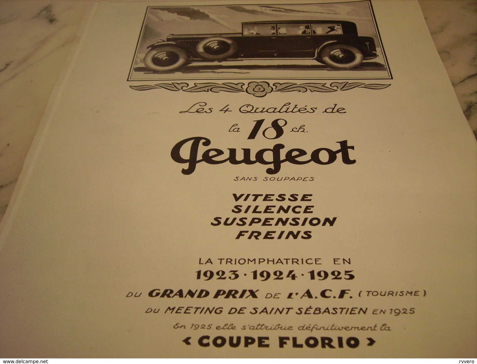 ANCIENNE PUBLICITE  VOITURE LA 18 CH DE PEUGEOT 1926 - Voitures