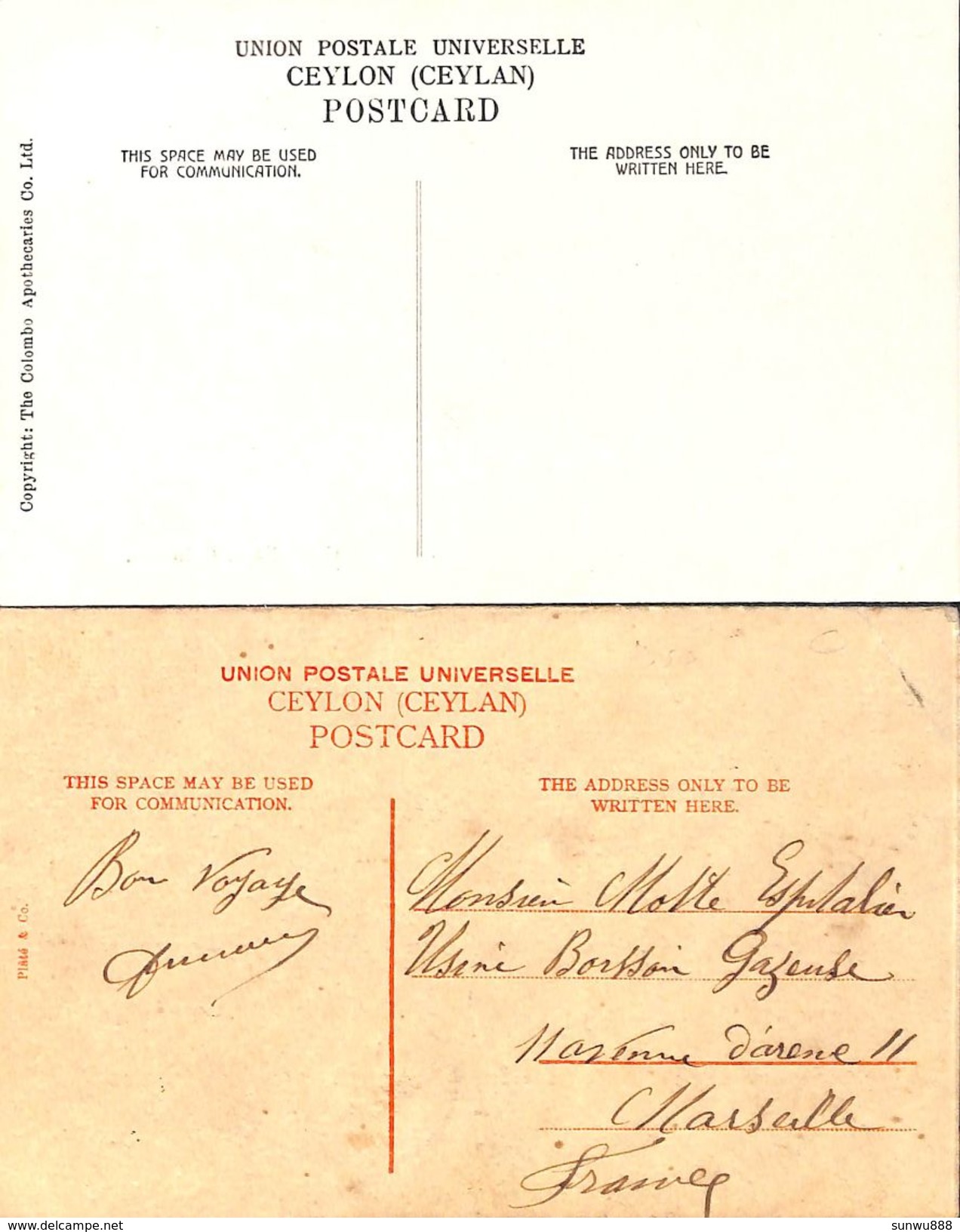 2 Postcards - Colombo Galle Face, Natice Boutique (animation) - Sri Lanka (Ceylon)