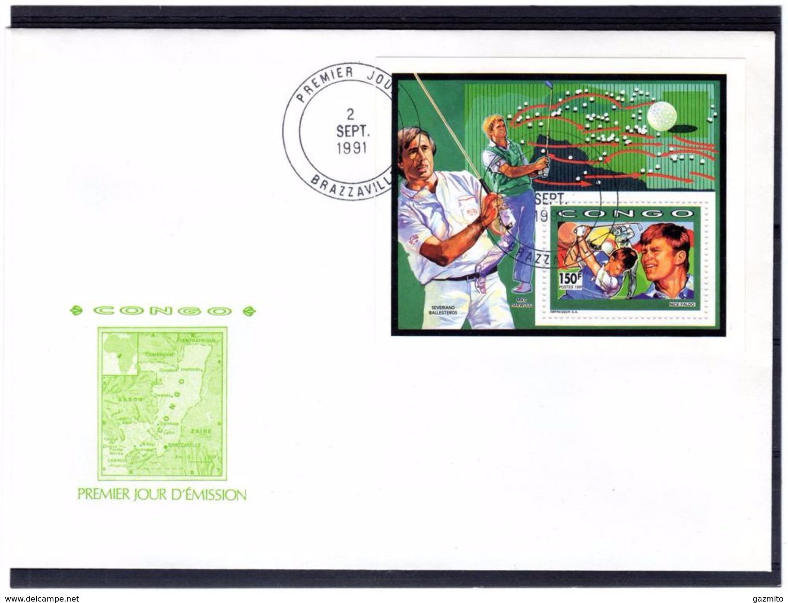 Congo Brazaville 1991, Sport, Golf, BF In FDC - FDC