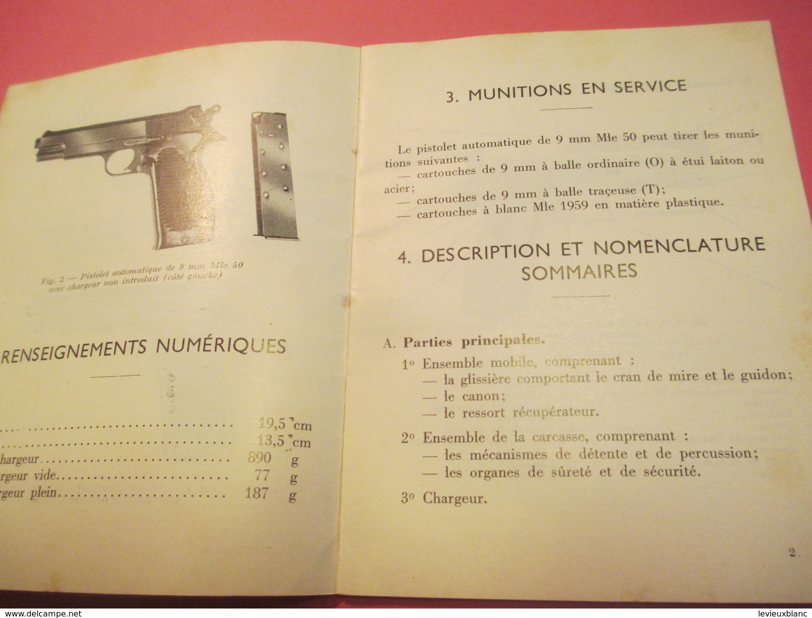 Fascicule/Guide technique Sommaire/PISTOLET Automatique de 9 mm Modèle 1950/Ministère des Armées/MAT1066/1963   VPN116