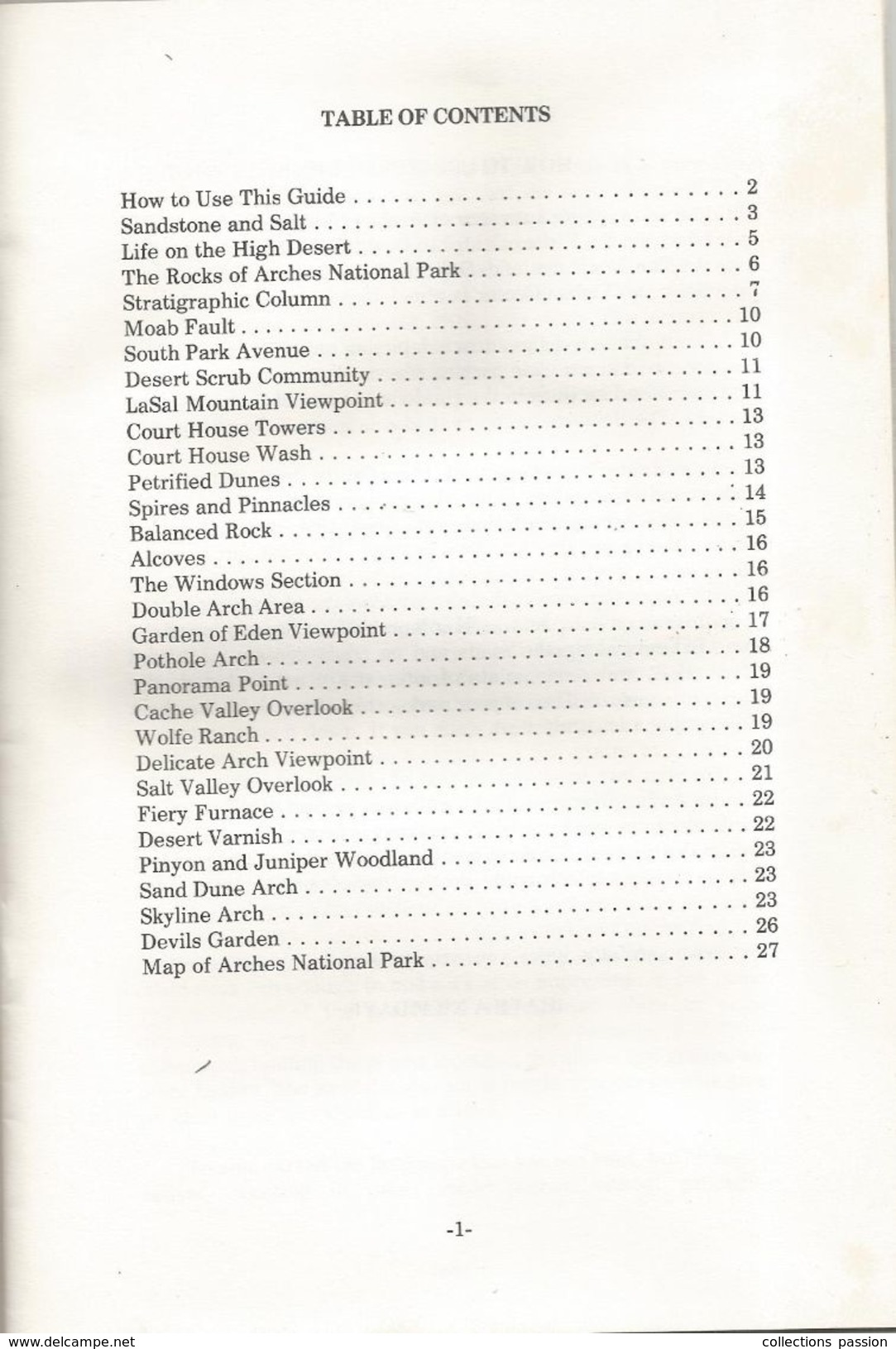 The Guide To An Auto Tour Of ARCHES National Park , Etats Unis , Utah , 28 Pages , 3 Scans, Frais Fr : .1.95 E - America Del Nord