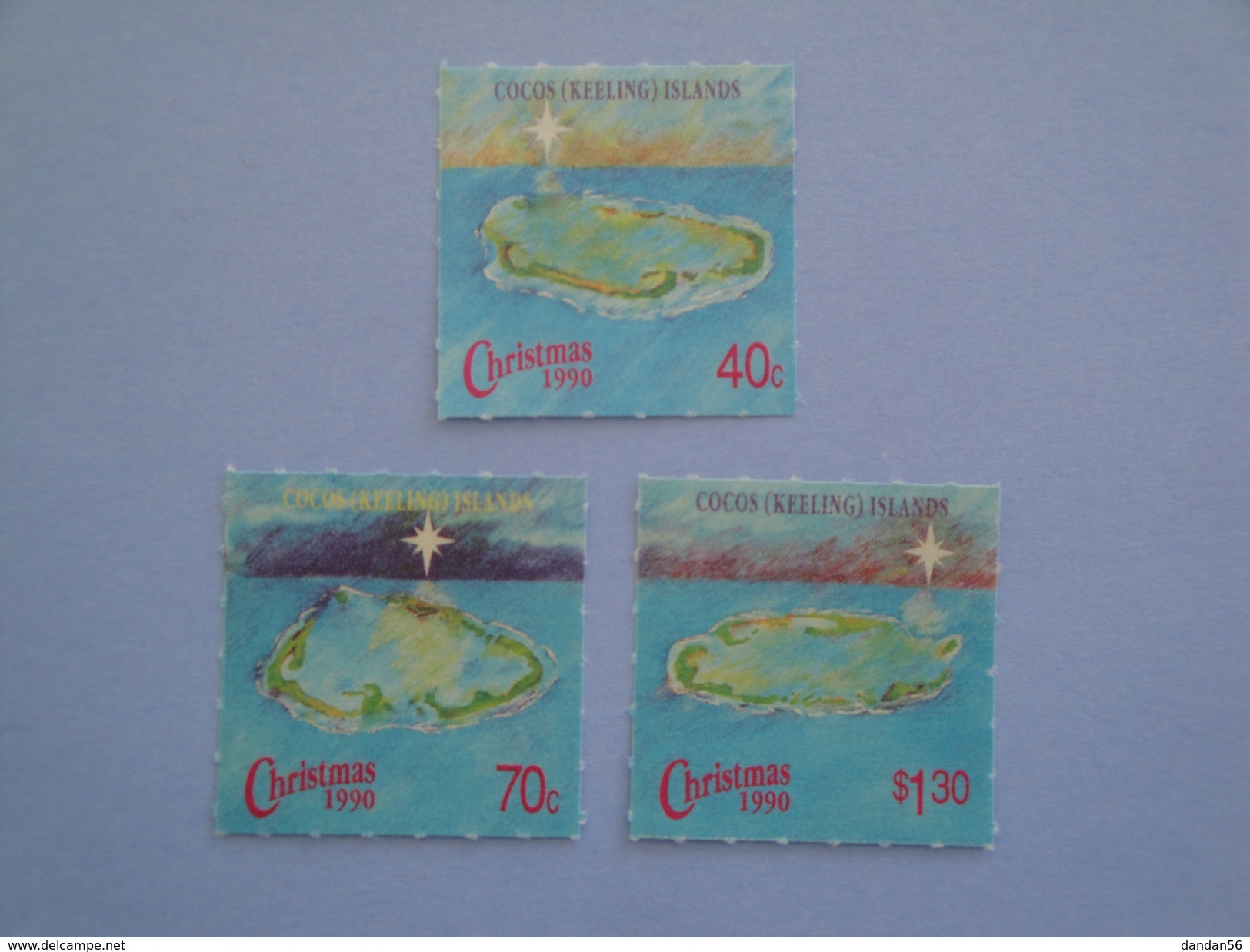 1990  Cocos Islands Yvert 223/5 ** Noël  Christmas Scott 222/4  Michel 237/9  SG  231/3 - Cocos (Keeling) Islands