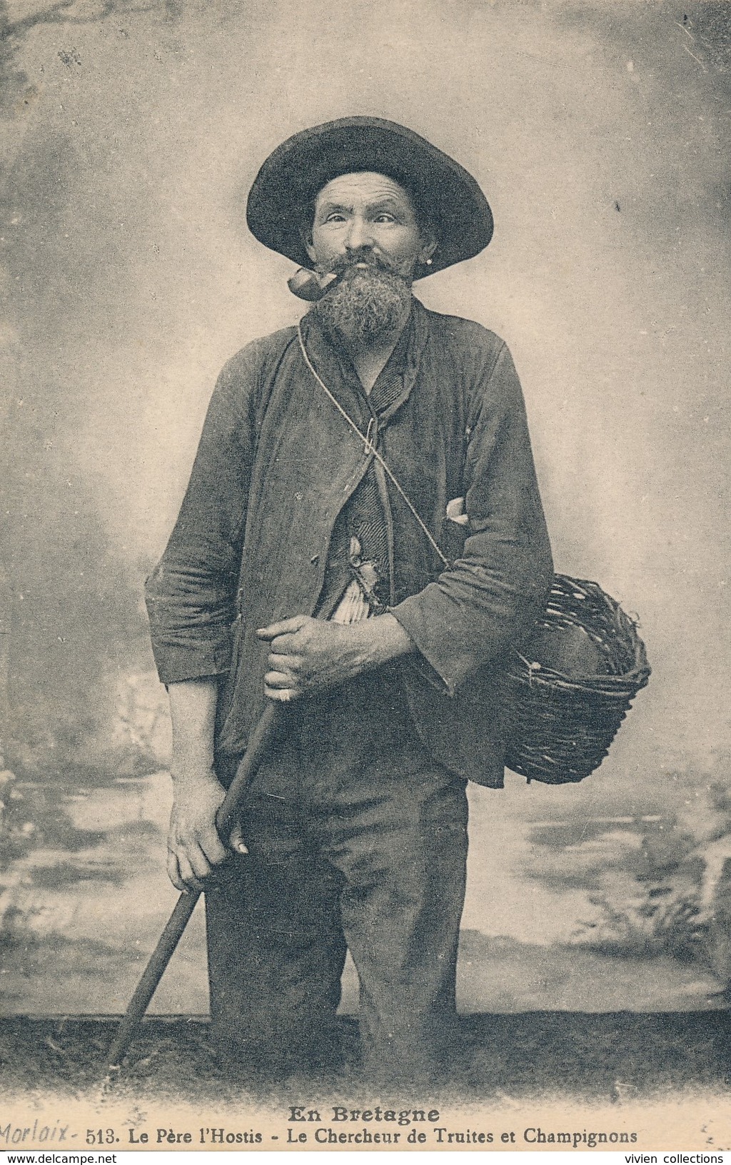 Morlaix (29 Finistère) Le Père Hostis Pêcheur De Truites Et Chasseur Cueilleur De Champignons -Coll NL Carte Comme Neuve - Morlaix