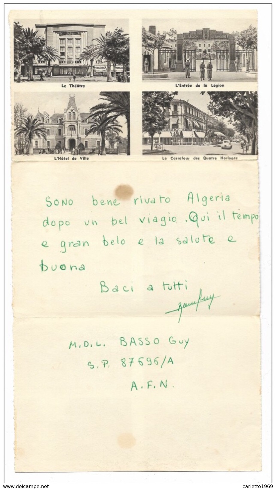 SIDI BEL ABBES LEGIONE STRANIERA ANNO 1950 VIAGGIATA VEDI DESCRIZIONE - Sidi-bel-Abbes