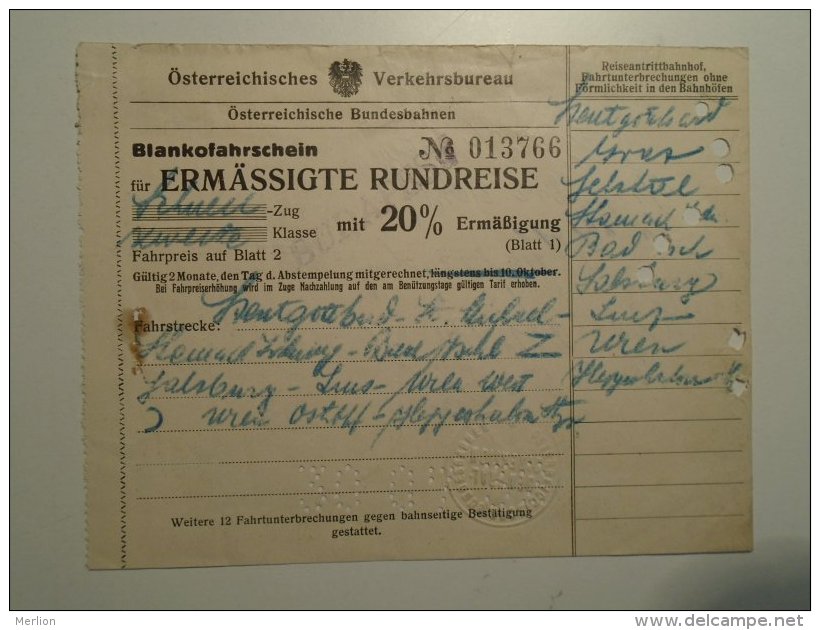 H2.3-H2.4 Ticket De Train - Railway-Blank Ticket-Szentgotthárd Graz Bad Ischl Salzburg Linz Wien Hegyeshalom-Austria1932 - Other & Unclassified