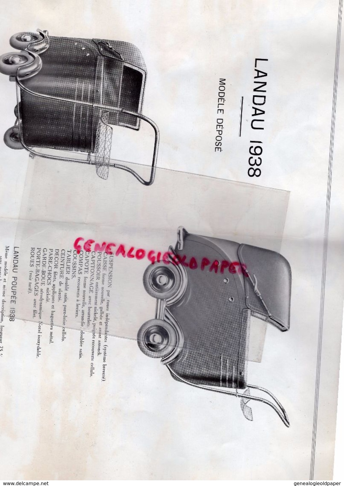 28- LA LOUPE-RARE CATALOGUE NOUVELLE MANUFACTURE VOITURES ENFANTS-POUSSETTE LANDAU-1938- LA MERVEILLEUSE- CAB-BEBE - Transport