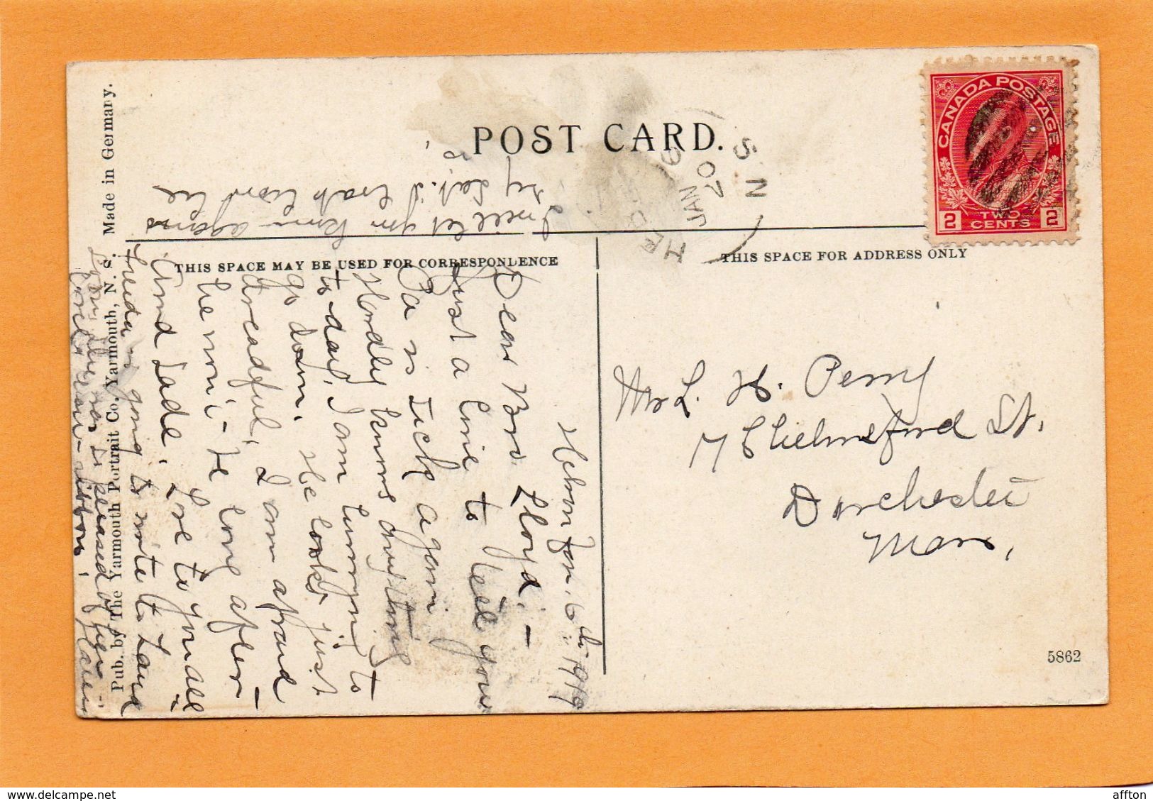 Yarmouth NS Canada 1919 Postcard - Yarmouth