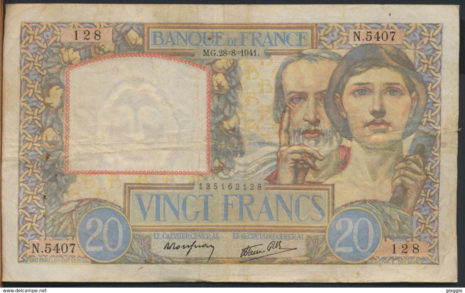 °°° FRANCE - 20 FRANCS 28/8/1941 °°° - 20 F 1939-1942 ''Science Et Travail''