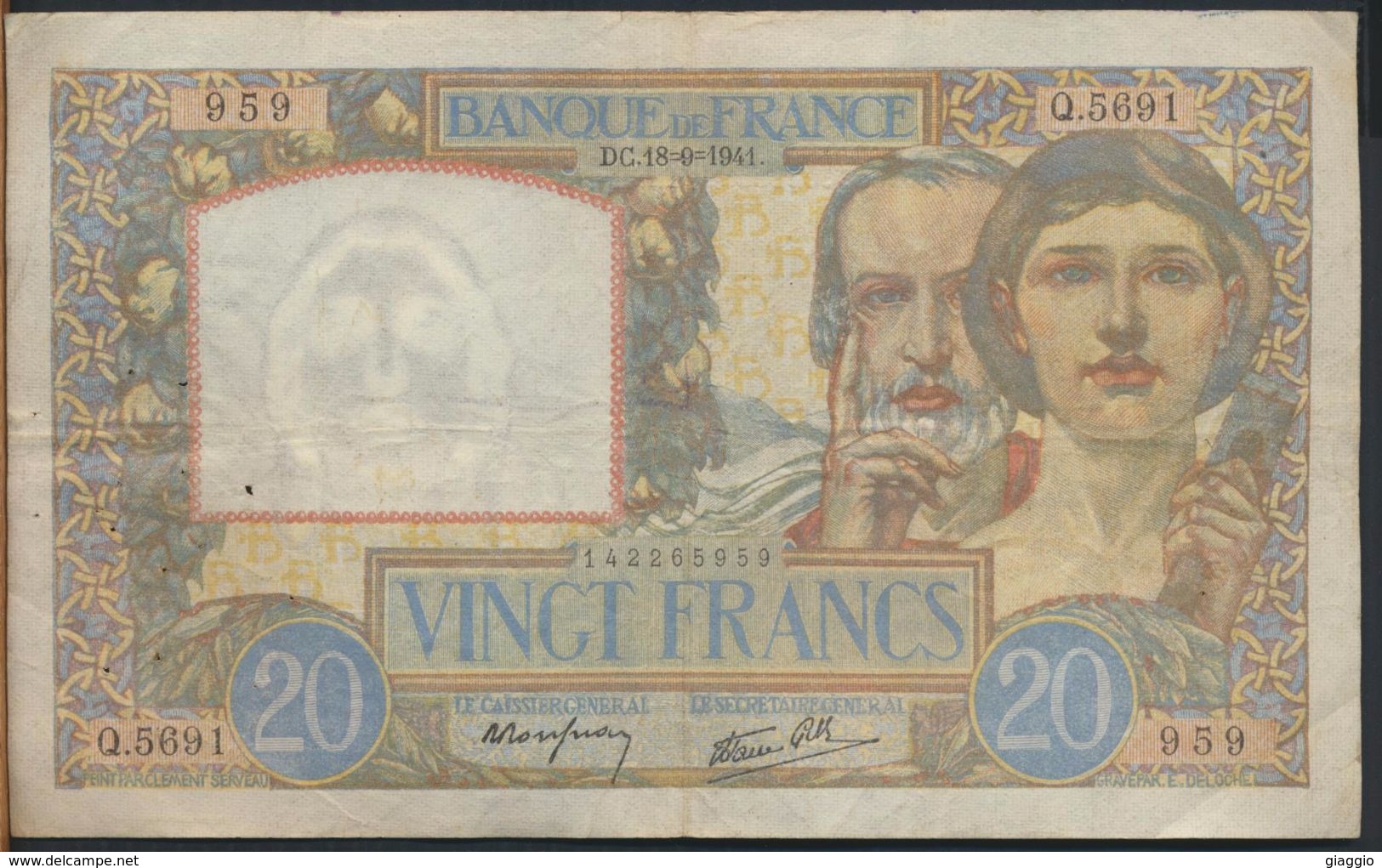 °°° FRANCE - 20 FRANCS 18/9/1941 °°° - 20 F 1939-1942 ''Science Et Travail''