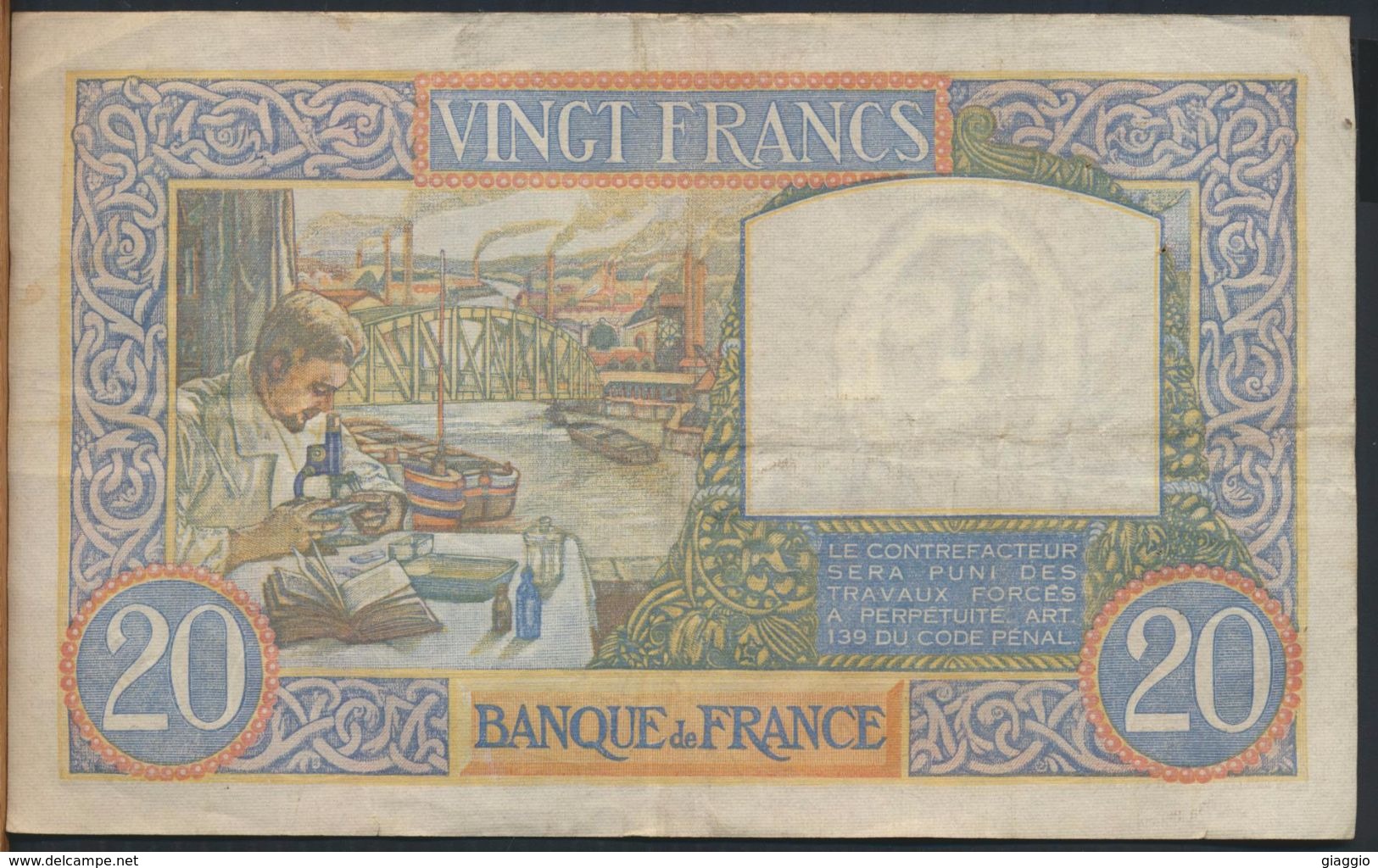 °°° FRANCE - 20 FRANCS 4/12/1941 °°° - 20 F 1939-1942 ''Science Et Travail''