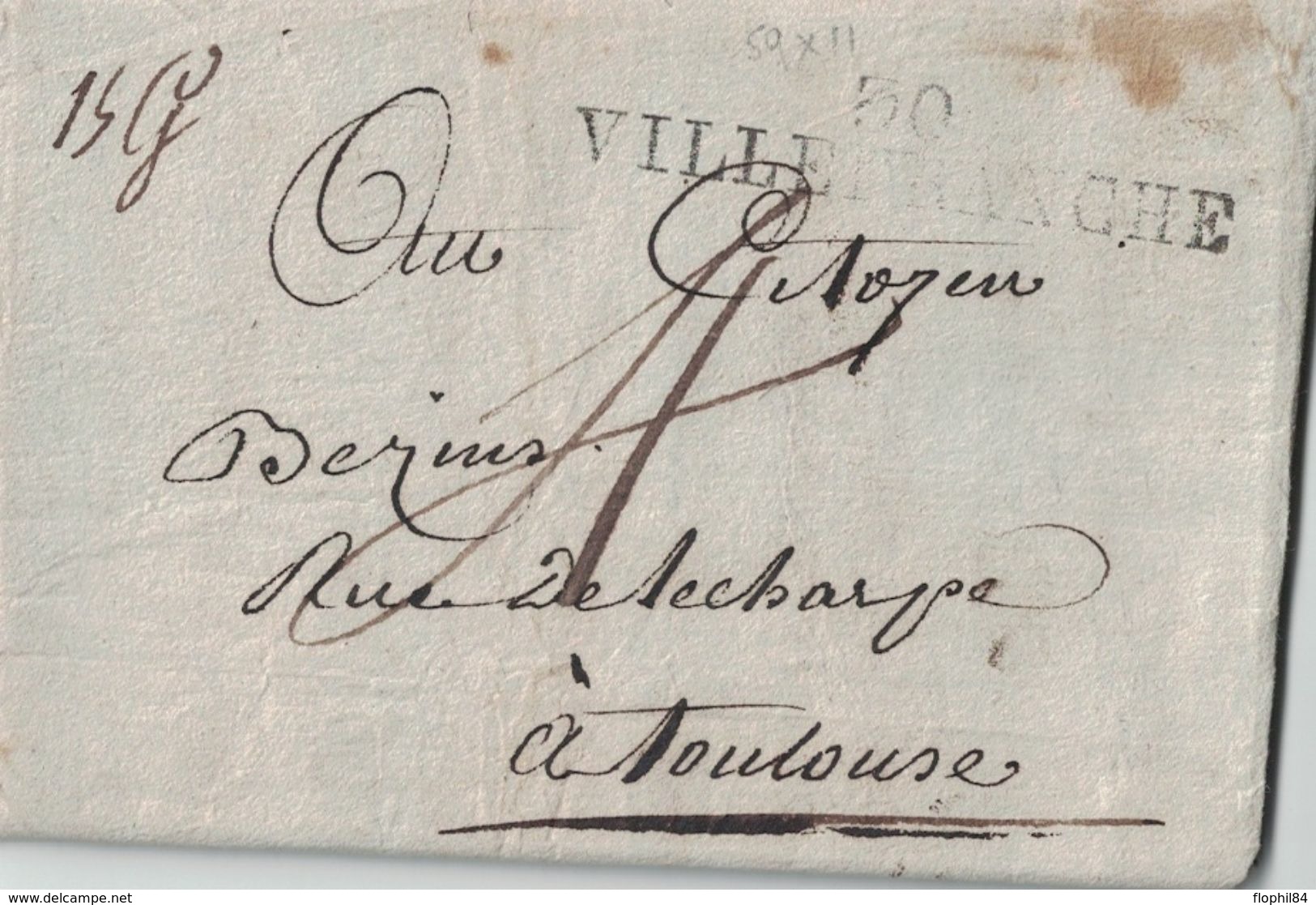 HAUTE GARONNE - 30 VILLEFRANCE - AVEC TEXTE ET SIGNATURE LE 9 OCTOBRE 1801 - PERIODE EMPIRE ( P1) - 1801-1848: Précurseurs XIX