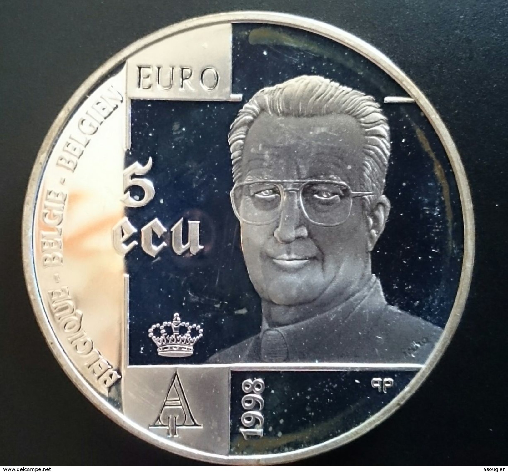 BELGIUM 5 ECU (EURO) 1998 SILVER PROOF "50th Anniversary - Human Rights Declaration" Free Shipping Via Registered Air - Ecus (or)