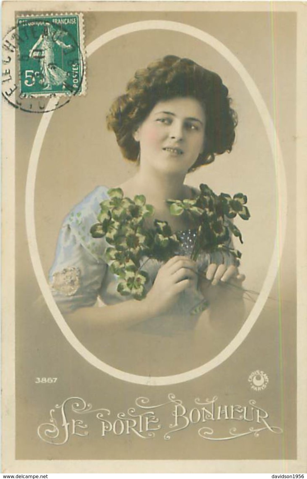 Carte Photo     -  Belle Femme    , Je Porte Bonheur              AF108 - Femmes