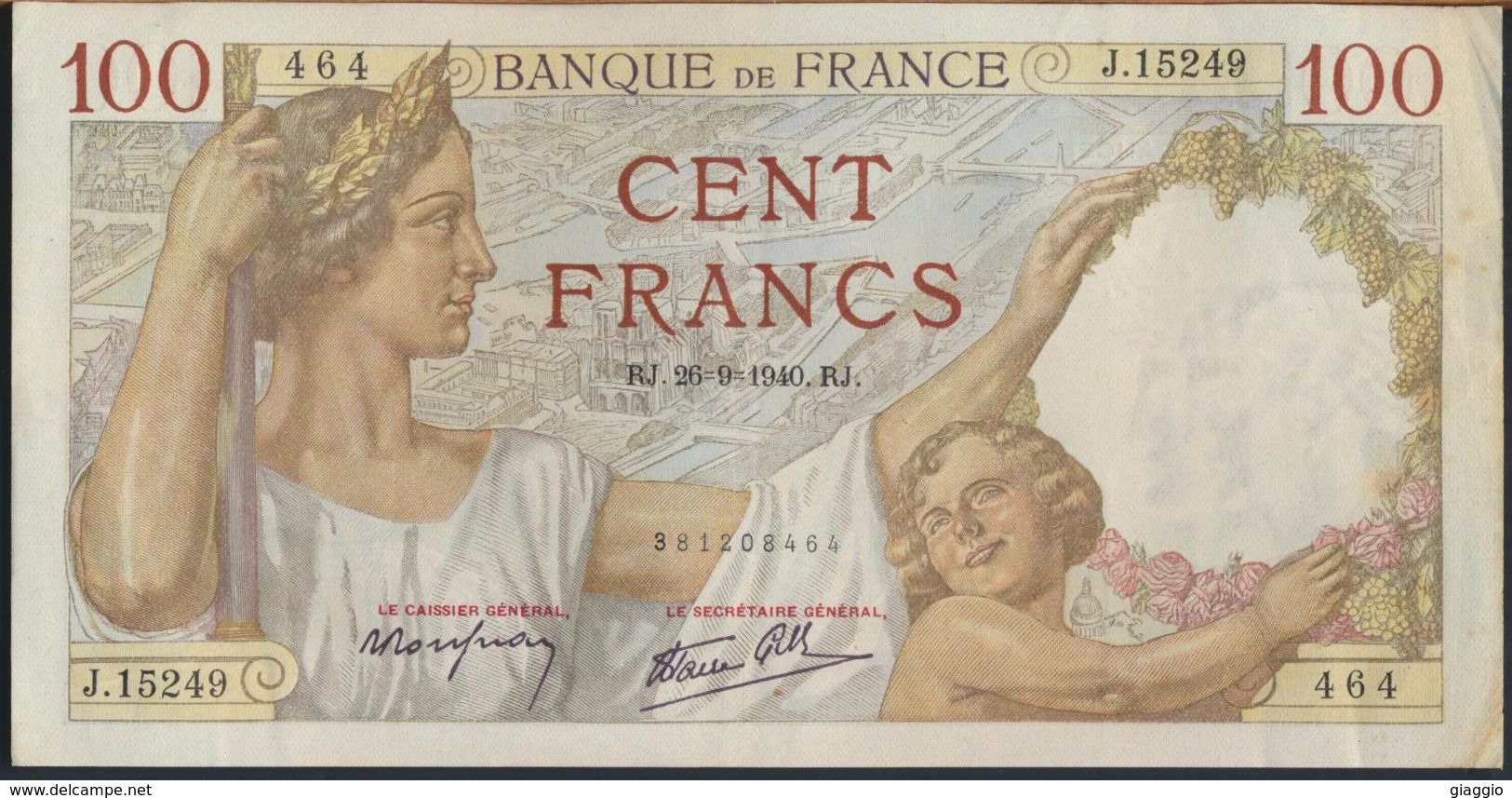 °°° FRANCE - 100 FRANCS 26/9/1940 °°° - 100 F 1939-1942 ''Sully''