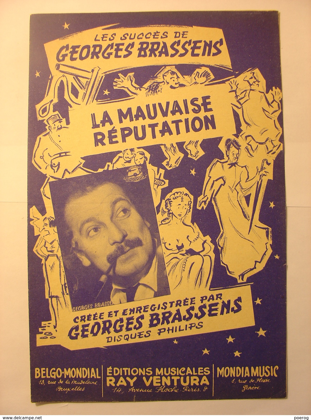 PARTITIONS  - GEORGES BRASSENS - LA MAUVAISE REPUTATION - PAROLES ET MUSIQUE - EDITIONS RAY VENTURA - Noten & Partituren