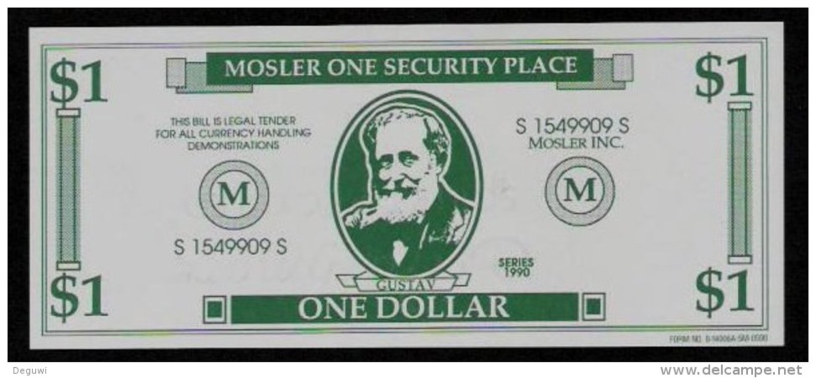 Test Note "MOSLER" Testnote, 1 US-Dollar, Beids. Druck, RRRRR, UNC, Firma Existiert Nicht Mehr! - Sonstige & Ohne Zuordnung