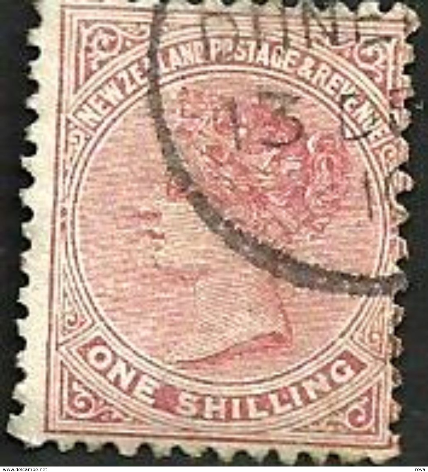 NEW ZEALAND 1/- LIGHT PURPLE QV HEAD OUT OF SET OF ? 1890's(?) SG? USED READ DESCRIPTION !! - Used Stamps