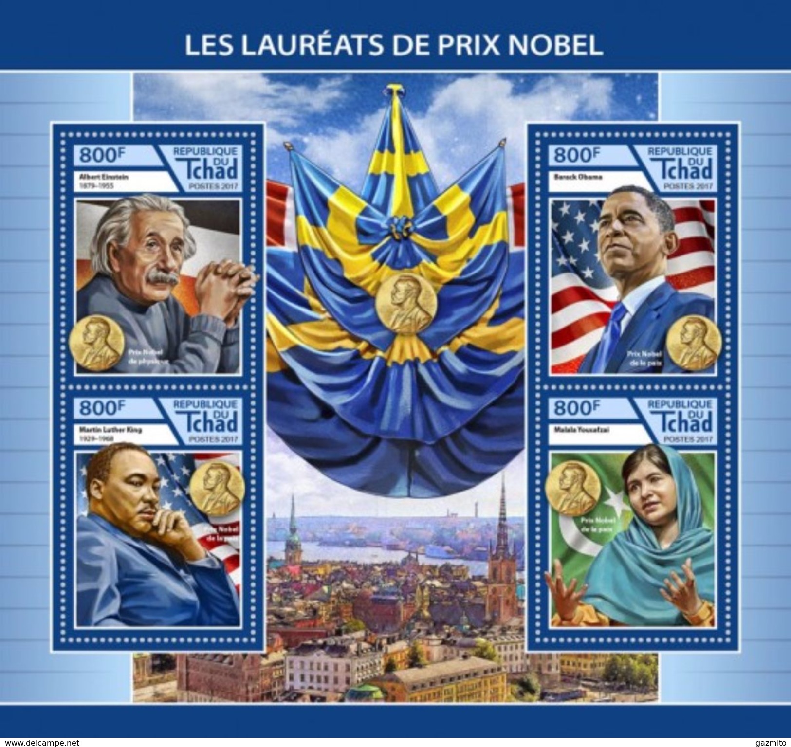 Tchad 2017, Nobel Price, Einstein, Obama, M.L. King, Malala, 4val In BF - Martin Luther King