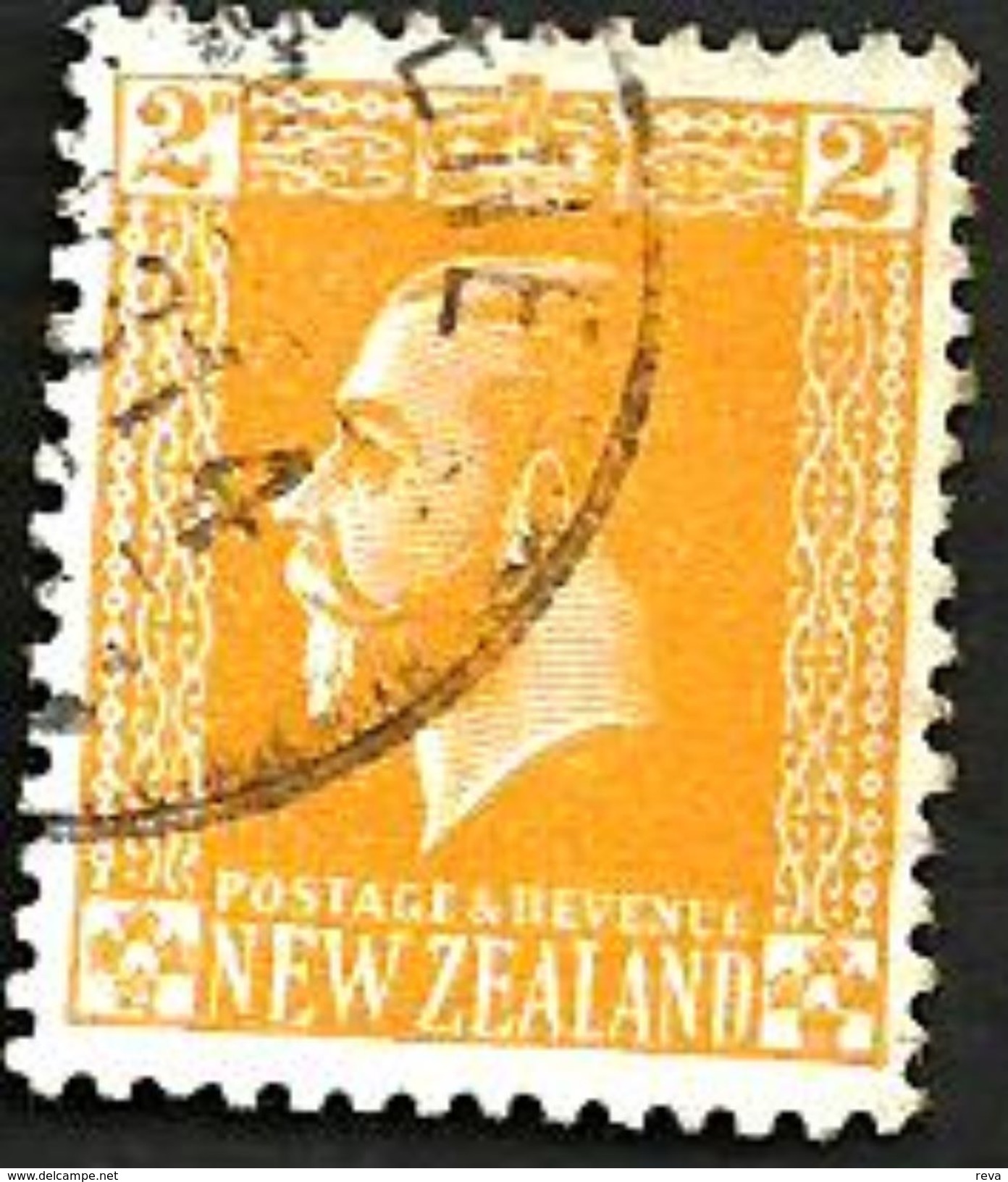 NEW ZEALAND 2 PENCE ORANGE KGV HEAD OUT OF SET OF ? 1920's(?) SG? USED POSTMARKED LEFT READ DESCRIPTION !! - Oblitérés