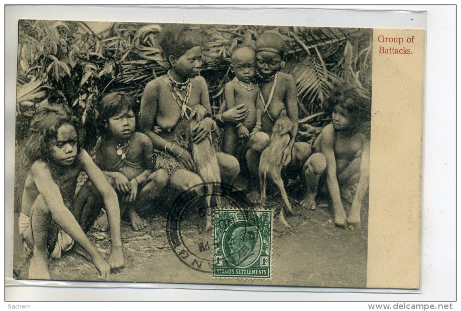 MALAISIE  Groupe Of Battacks   Indigenes  écrite De  PENANG   En 1909 Timbrée   /D18-S2017 - Malaysia
