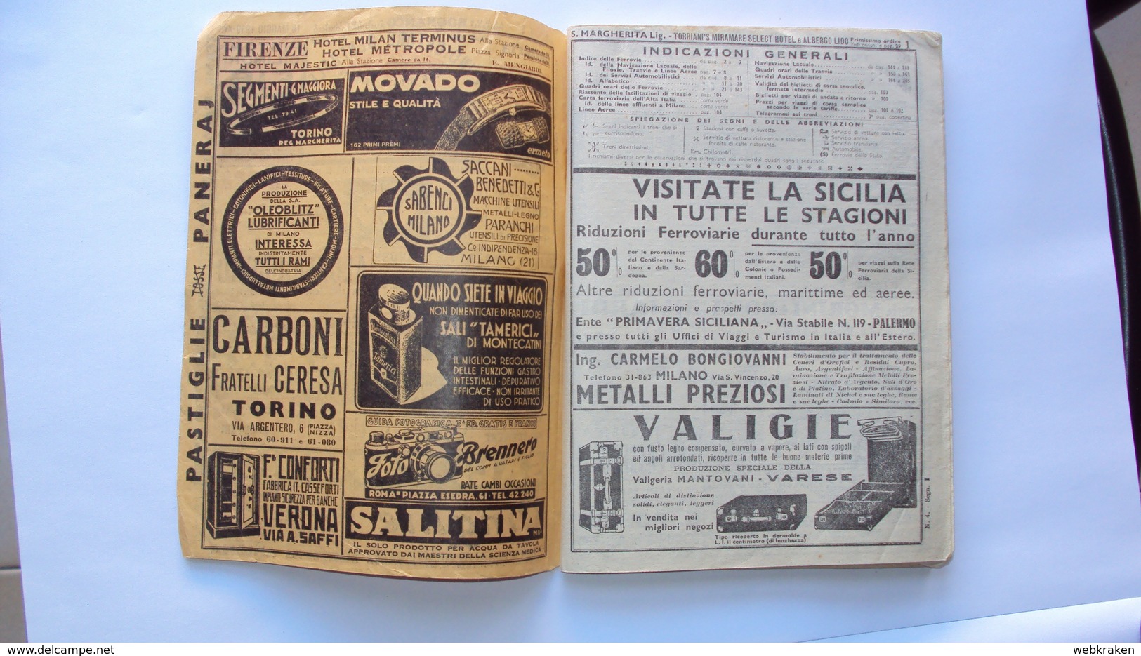 ORARIO FERROVIARIO DEL 15 MAGGIO 1939 FERROVIA DEL NORD MOLTA PUBBLICITà - Altri & Non Classificati