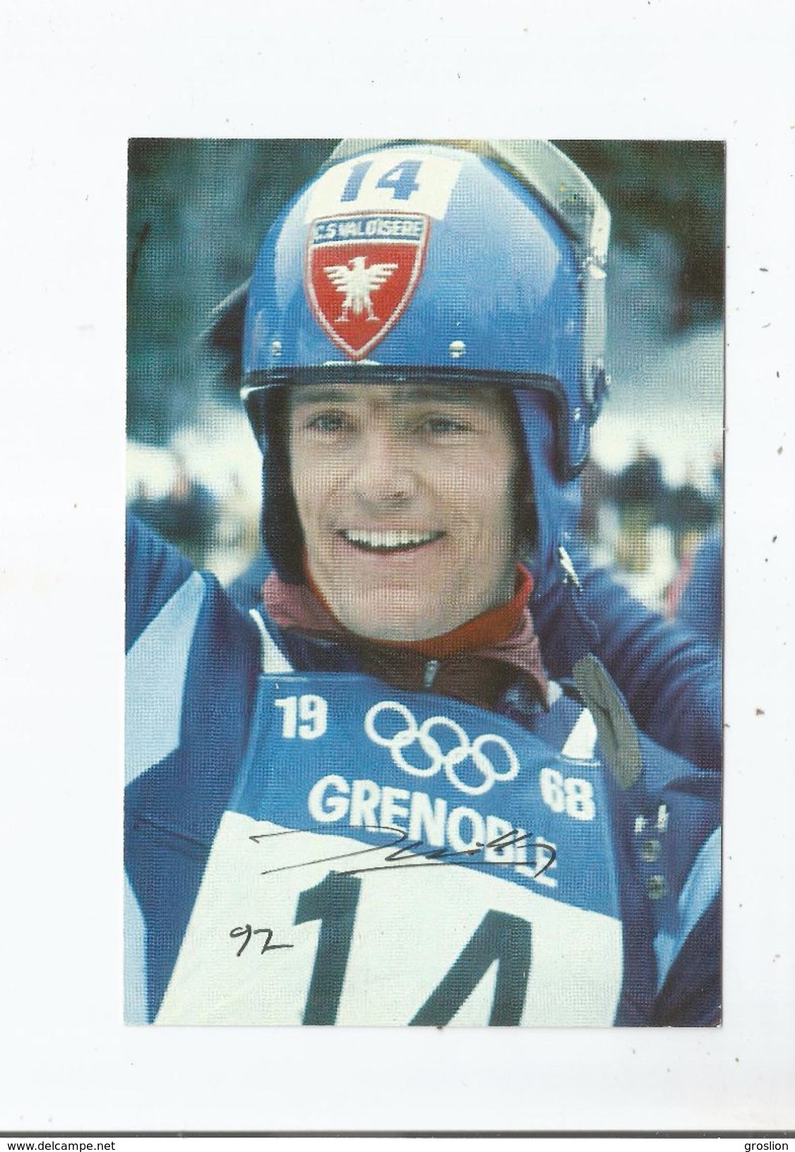 JEAN CLAUDE KILLY SKI ALPIN FRANCE TRIPLE CHAMPION OLYMPIQUE GRENOBLE 1968 CARTE AVEC AUTOGRAPHE 1997 - Other & Unclassified