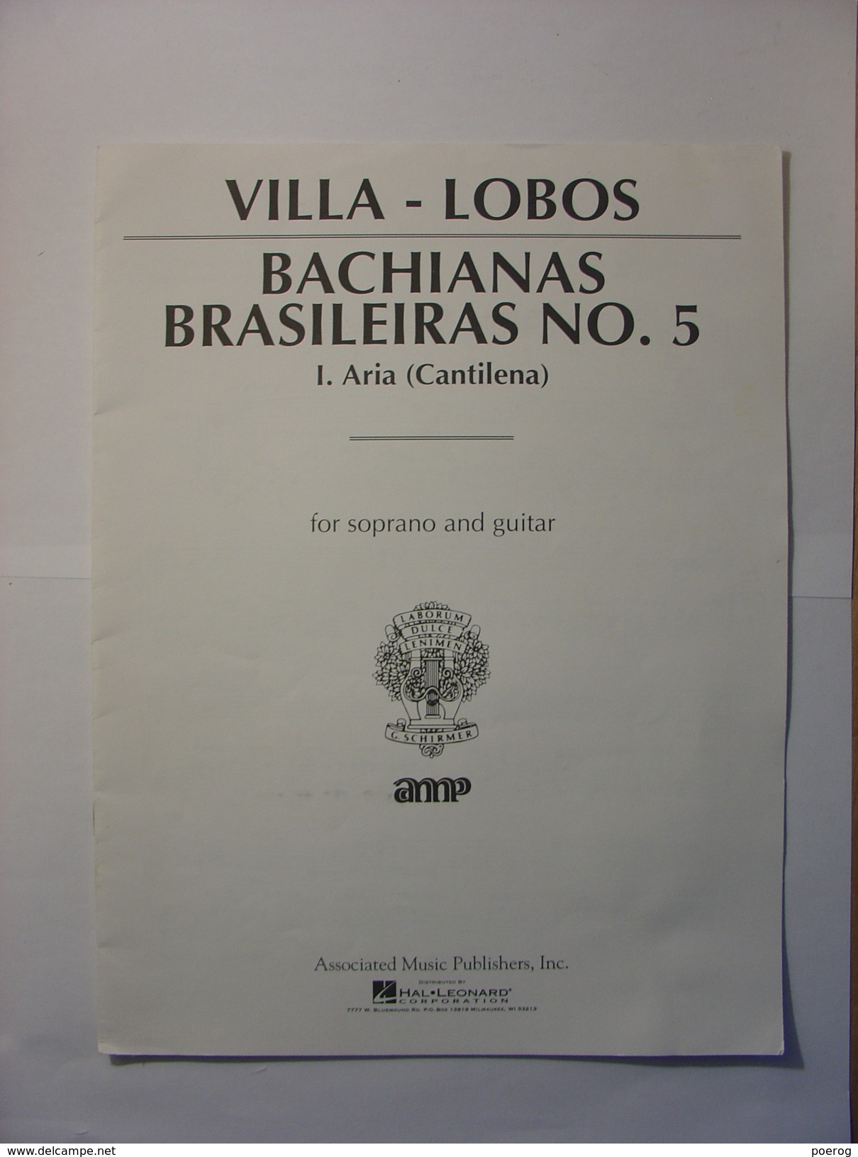 PARTITIONS - VILLA LOBOS - BACHIANAS BRASILEIRAS N°5 - 1. ARIA (CANTILENA) FOR SOPRANO AND GUITAR -  AMP Guitare - Spartiti