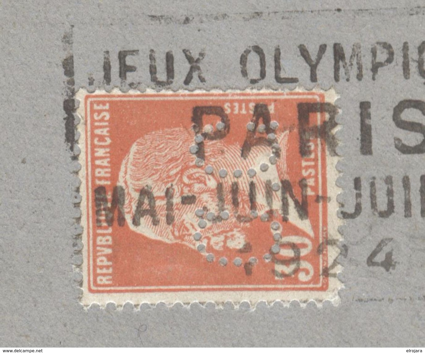 FRANCE PERFIN Stamp On Cover With Olympic Machine Cancel Paris Depart 24 VI 1924 To Switzerland - Ete 1924: Paris