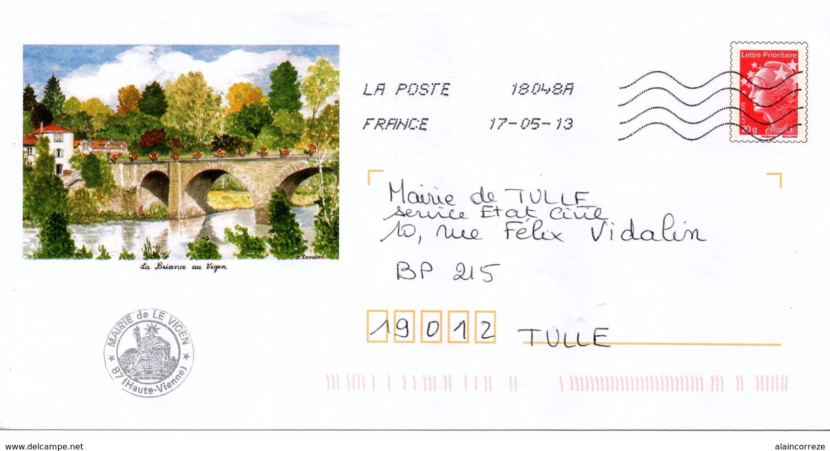 Entier Postal PAP Local Personnalisé Haute Vienne Solignac Le Vieux Pont Sur La Briance Au Vigen - PAP: Aufdrucke/Lamouche