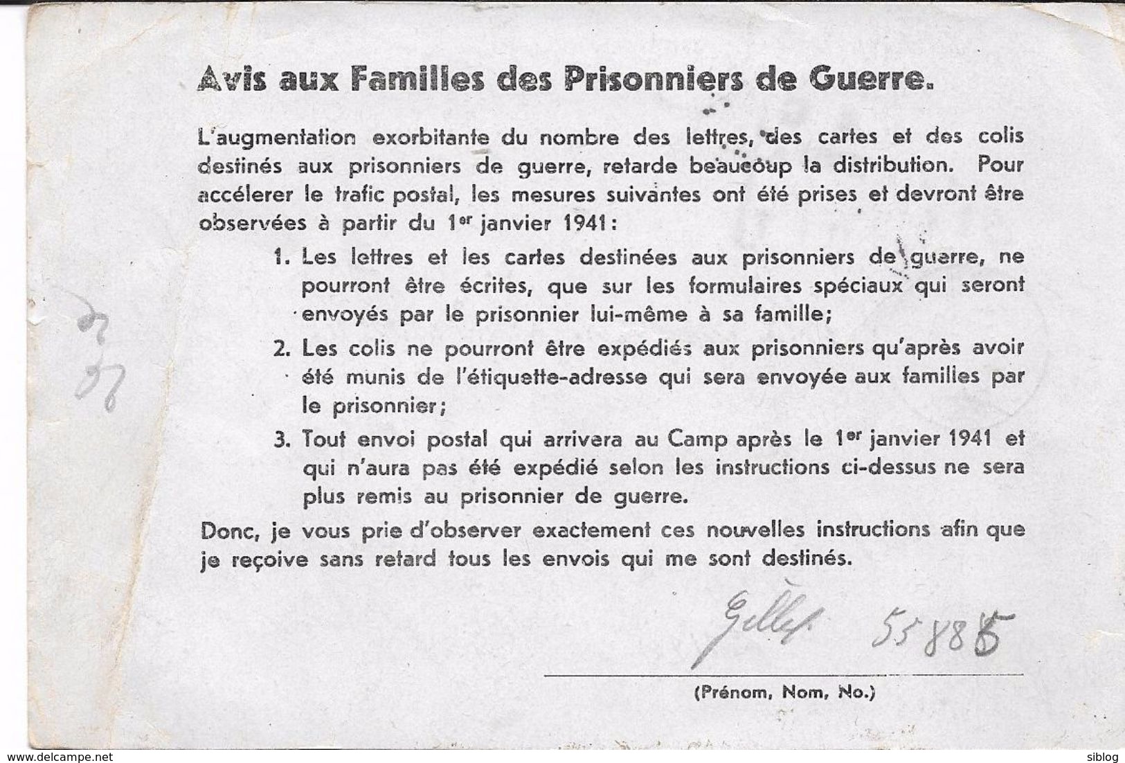 Correspondance Des PRISONNIERS De Guerre (Stalag 217) (carte Allemande) - Guerre 1939-45