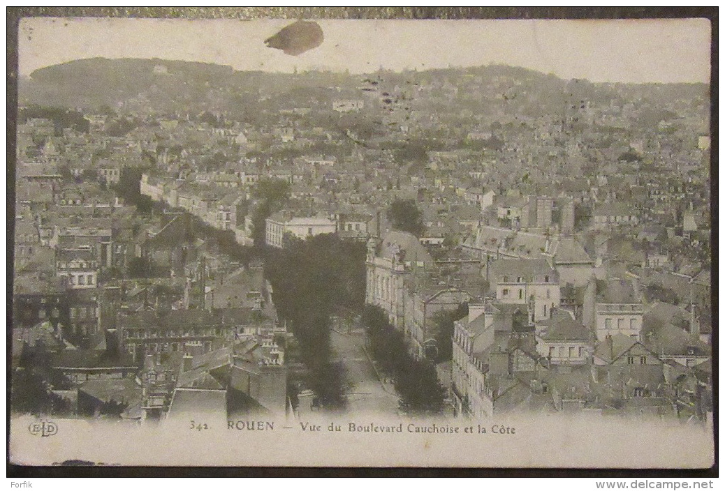 Rouen N°342 - Vue Du Boulevard Cauchoise Et La Côte - Timbre YT N°135 - Le 15 Octobre 1912 - Rouen