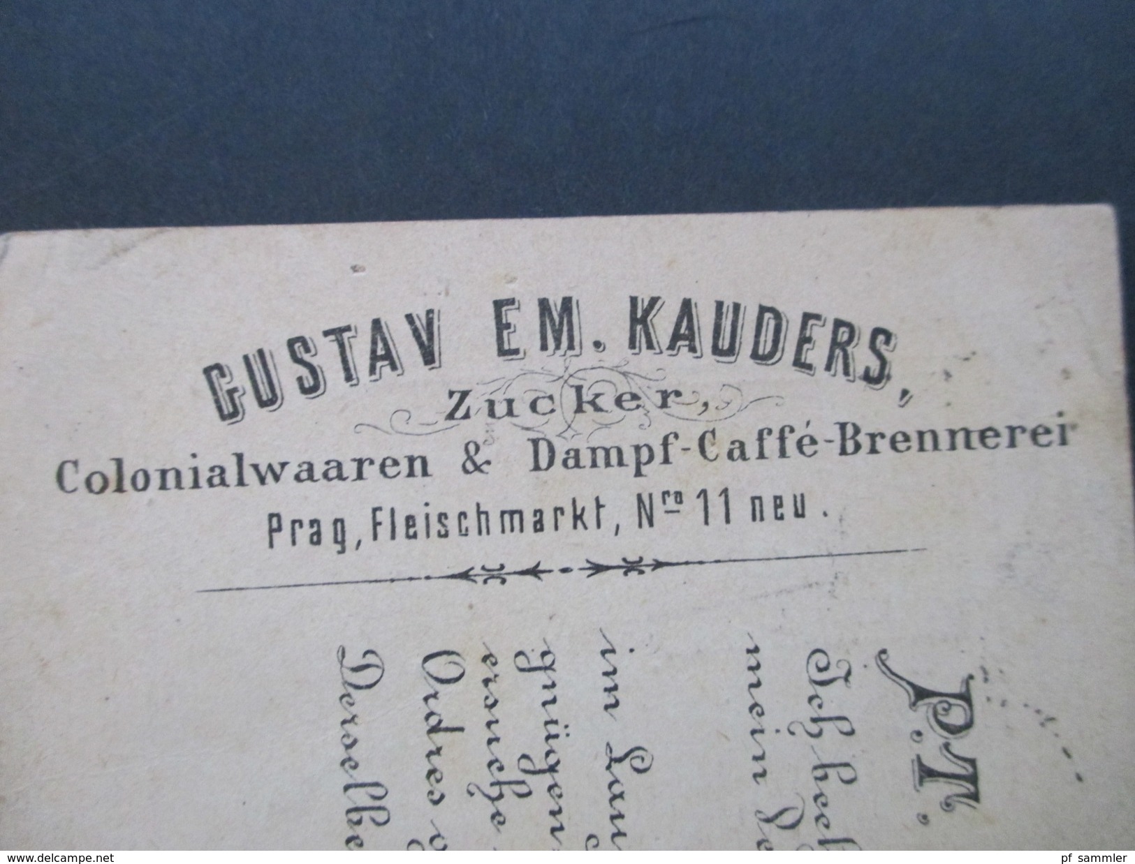 Österreich 1875 Ganzsache Prag - Tabor. Firmenzudruck Gustav Em. Kauders. Zucker. Colonialwaren & Dampf Caffe Brennerei