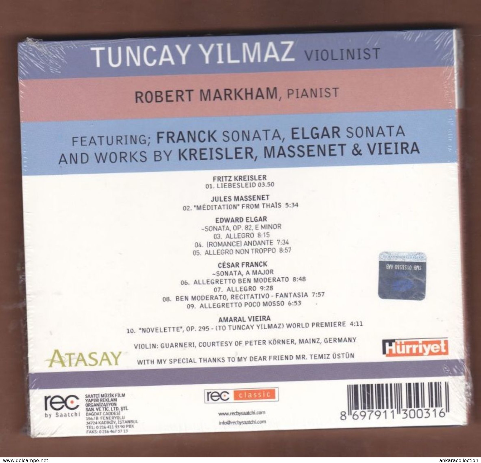 AC - Tuncay Yılmaz - Violinist  Robert Markhan - Pianist Recital Cd BRAND NEW TURKISH MUSIC CD - World Music