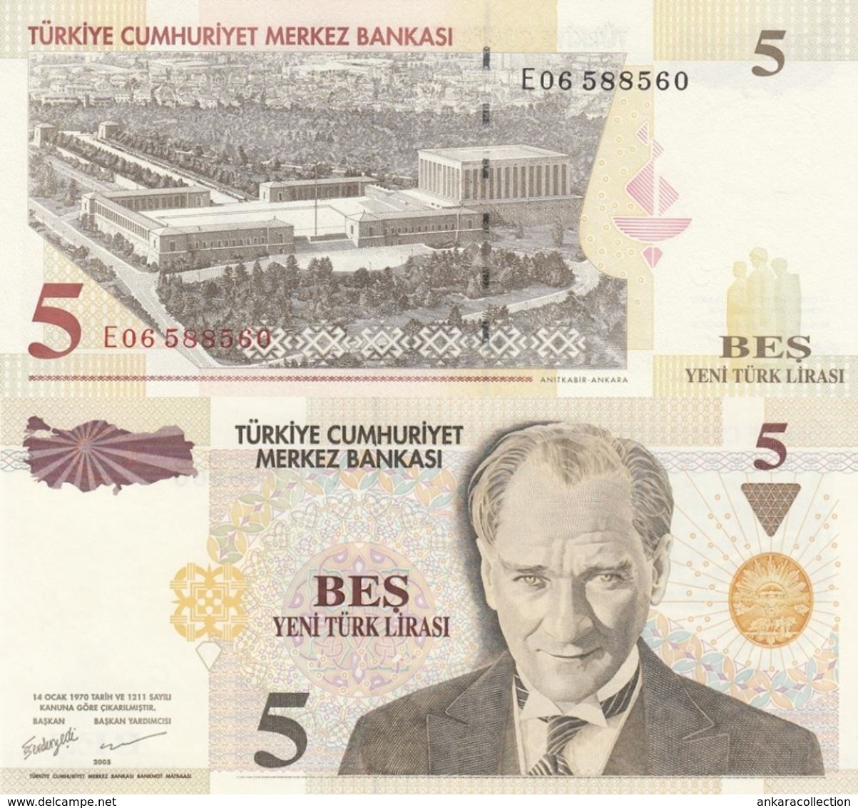 AC - 8th EMISSION 5 YTL - TL E 06  5885  60 RADAR UNCIRCULATED - Turquie