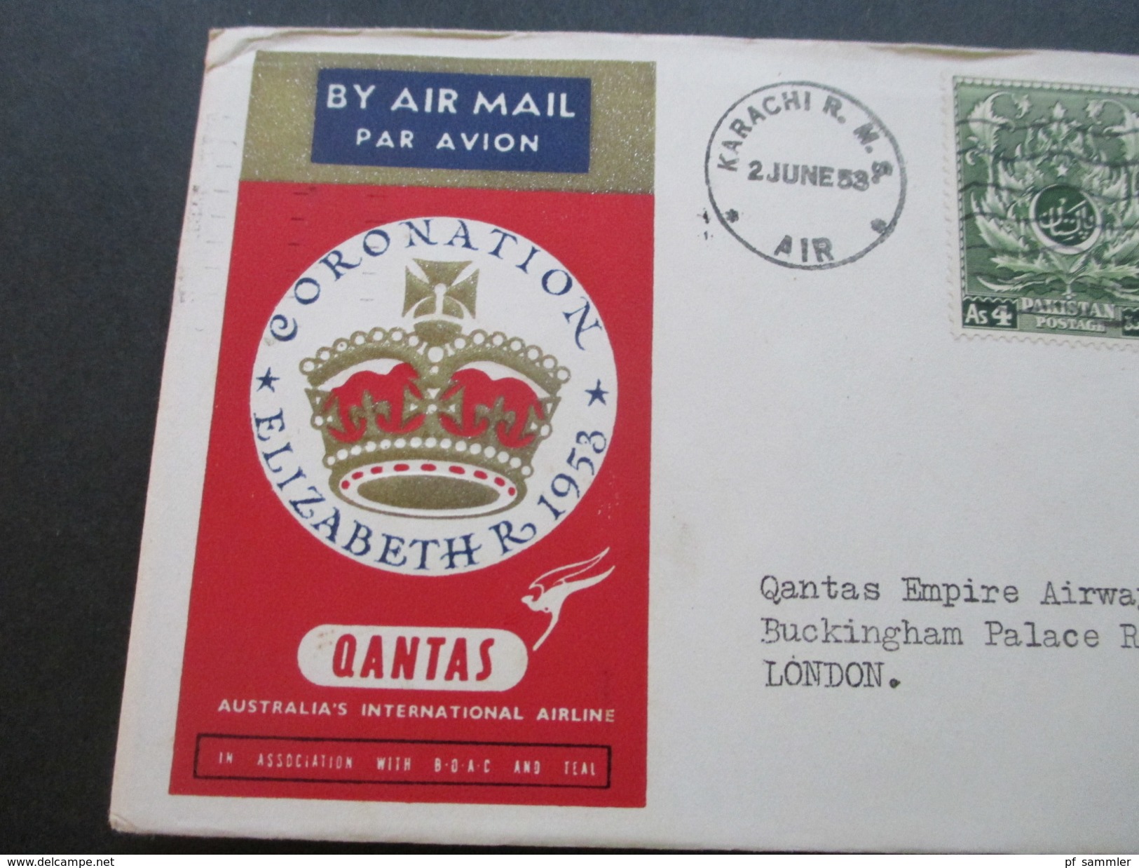 GB Kolonien 1953 New Hebrides / Solomon Islands / Fiji / Papua New Guinea / Pakistan. Quantas First Flight. Coronation - Airplanes